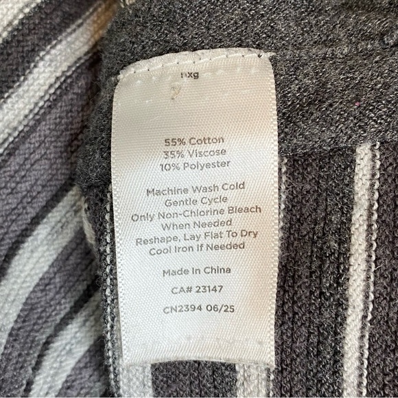 T by Talbots Grey Striped Funnel Neck Sweater - Picture 9 of 10